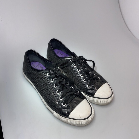 Gotta Flurt Shoes Gotta Flurt Black Sequin Tennis Shoes All Stars